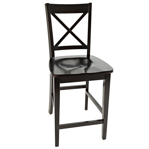 Simplicity X Back Counter Stool in Espresso Finish (Set of 2)